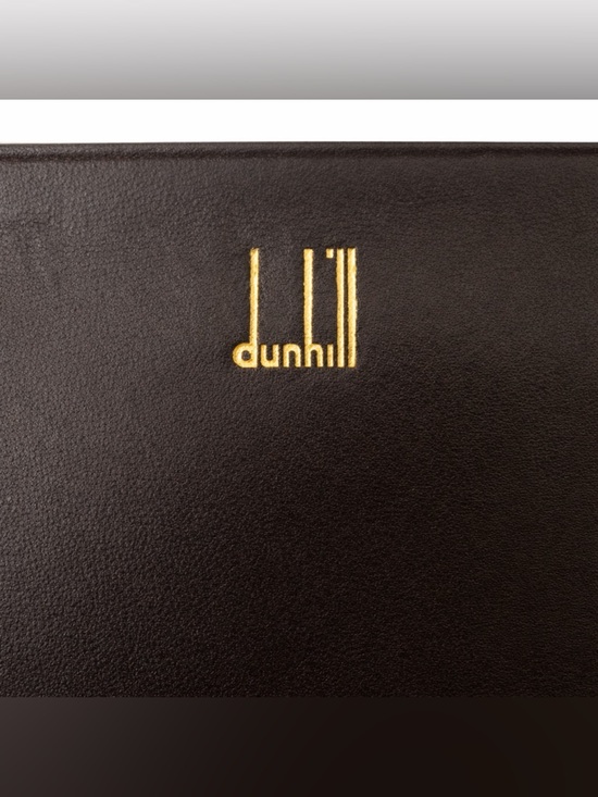 Dunhill Brown Leather Vertical Bifold Wallet Gold Corner Accents - Picture 3 of 4
